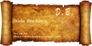 Duda Barbara névjegykártya
